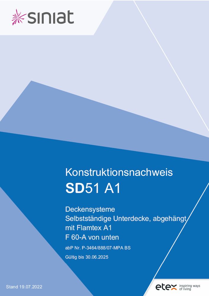 SD51 A1 | F60-A von unten | Selbst­ständige Unter­decke, abgehängt, mit Flamtex A1