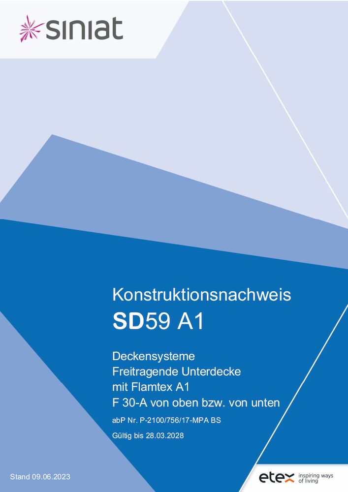 SD59 A1 | F30-A von oben bzw. von unten | frei­tra­gen­de Unter­decke mit Flamtex A1