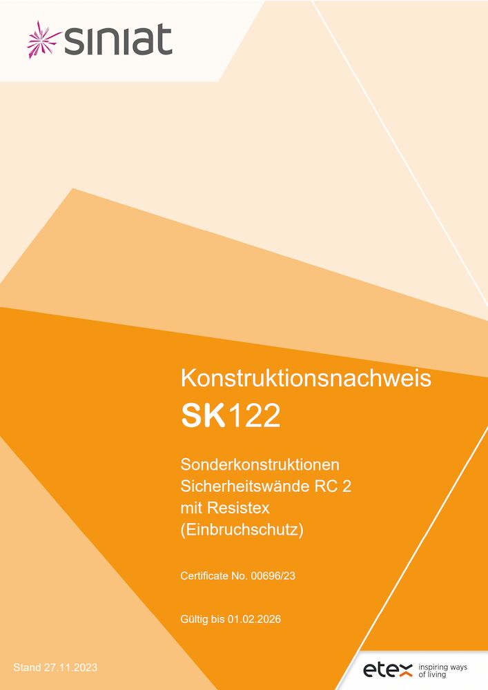 SK122 | Sicherheitswände RC 2 mit Resistex (Einburchschutz)